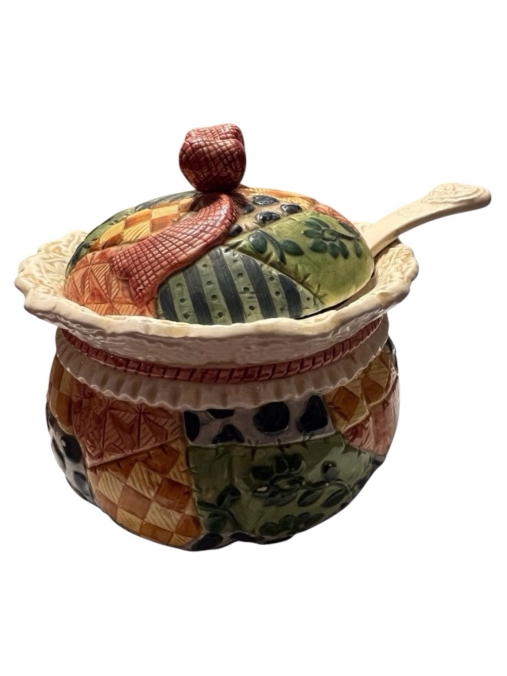 Patchwork Design Soup Tureen/Serving Bowl Pre owned
